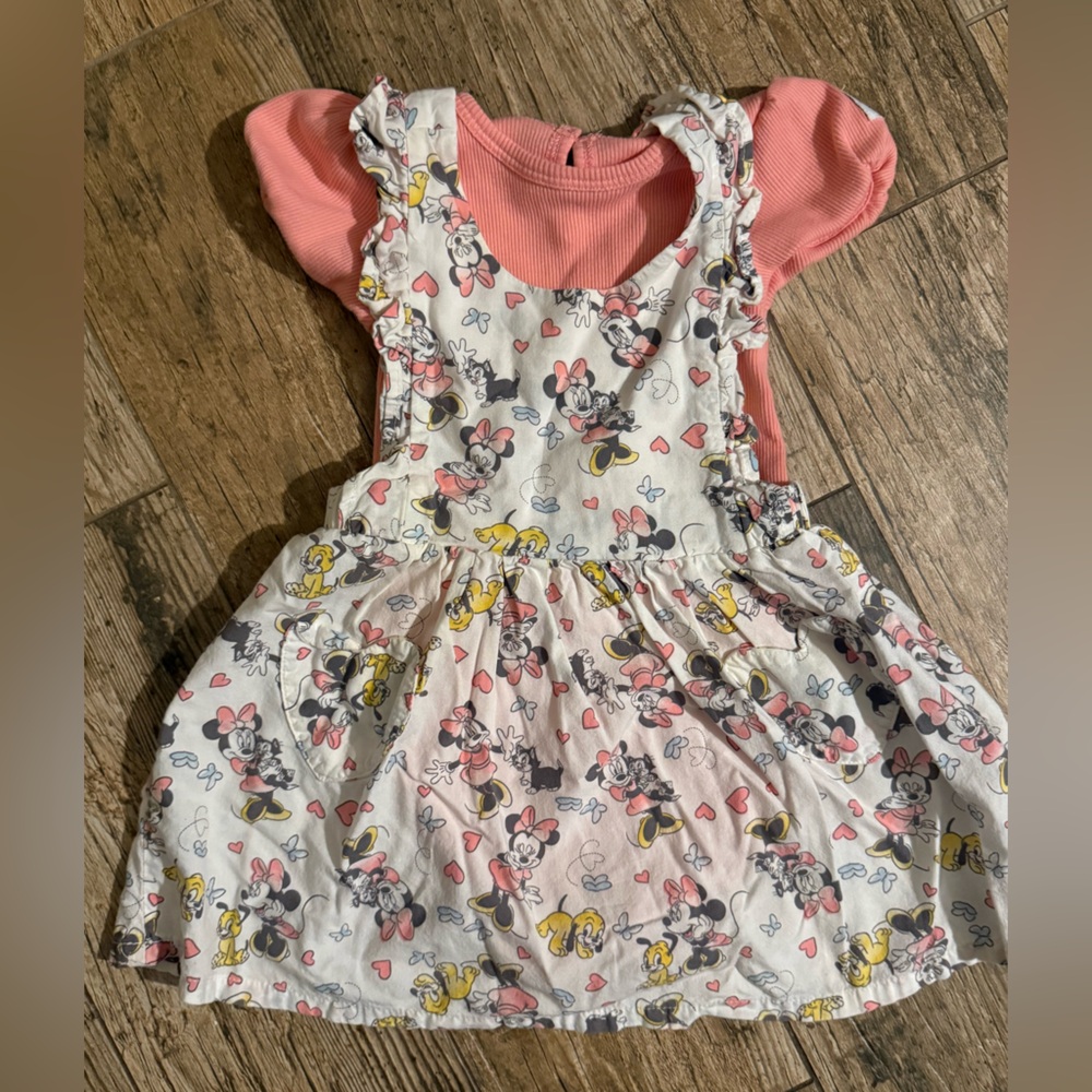 Disney Minnie Mouse Pink and White Casual Dress
